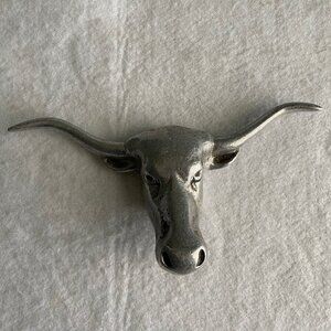 Hood Ornament Texas Bull Steer Longhorn Cow Wilton Emblem Hot Rod 9" Vintage